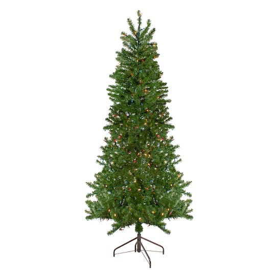 6.5Ft Pre-Lit Canadian Pine Slim Artificial Christmas Wall Tree, Multicolor Lights By Northlight in Green | 6.5 ft | Michaels®